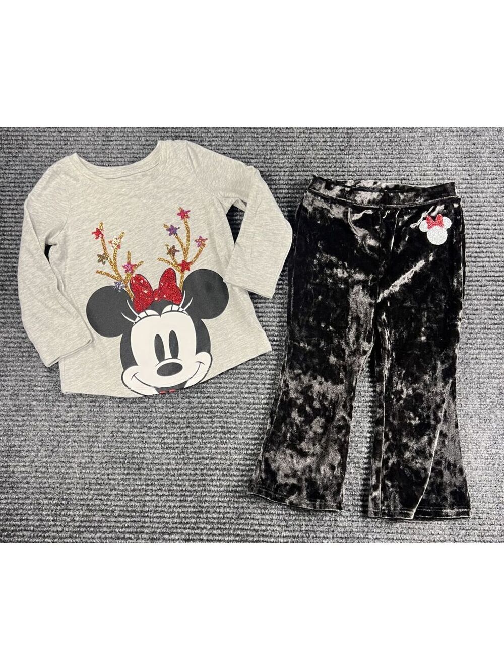 Jumping Beans Baby Velvet Flare Pants and Minnie Mouse Long Sleeve Shirt Set 18M